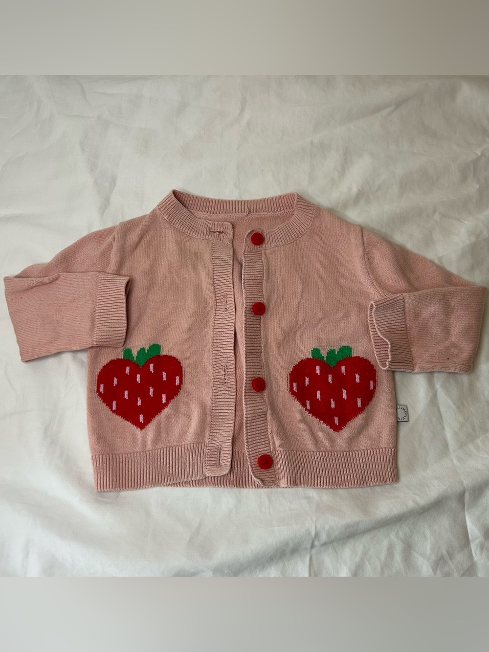 Stella McCartney Pink Cardigan with Red Strawberry Pockets